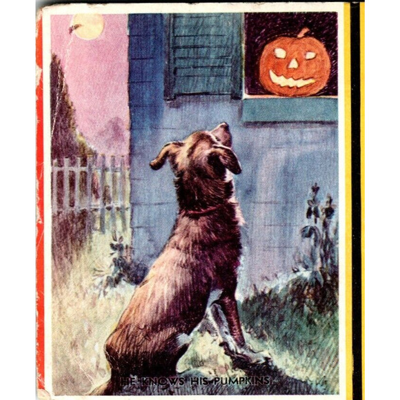 Halloween Blotter Dog Knows His Pumpkins Brown & Bigelow 1930 Trade Advertising